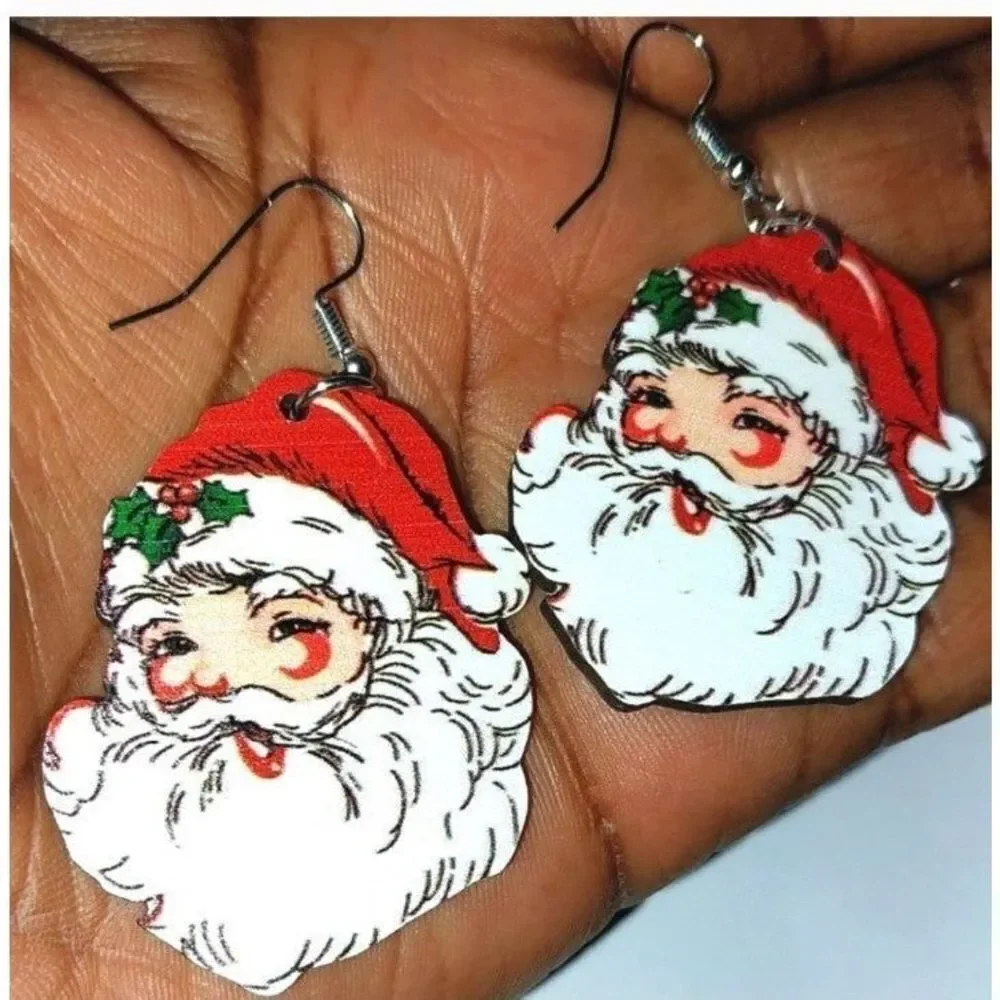 Santa Super Cute  Festive Holiday Earrings For kids And Adults